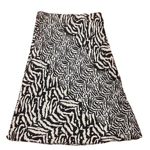 AllSaints Black White Zebra Print Midi Skirt A-Line Lined UK12 US8